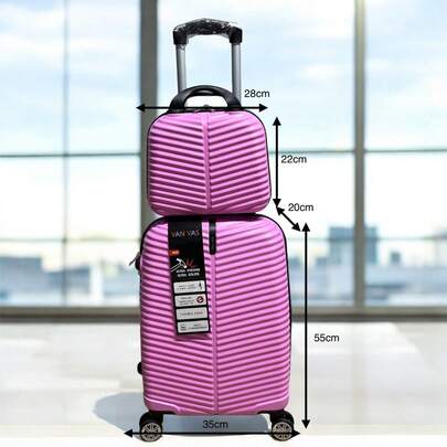 Conjunto de bagagem de viagem VANVAS – Mala de cabine + Necessaire. Cor: Bordô. Material: ABS (Rígido e resistente a impactos). Este conjunto de viagem moderno e elegante é perfeito para viagens curtas, escapadas urbanas e viagens aéreas. A mala é feita de material ABS, resistente a arranhões e danos.