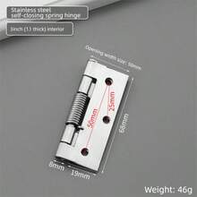 4个不锈钢自动闭合弹簧合页，自闭合折叠隐藏式门合页，小型弹簧合页，适用于电箱、衣柜、橱柜和室内门，顺滑静音自动回位五金件