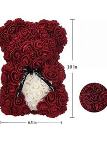 1pc Realistic Rose Bear, Romantic Rose Bear Made Of PE Foam, Romantic Foam Flower Gift For Valentine's Day, Birthday Or Anniversary, Suitable As Creative Valentine's Day Gift For Girlfriend, Mother's Day Gift, Christmas Gift, Teacher's Day, Graduation Gift, Artificial Eternal Rose Bear - Multicolor - View 5