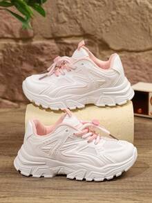 Modische weiße Kindersneaker, unisex weiße Sportschuhe geeignet für Schule, Schüleraufführungen, Laufen und Sport, ganzjährig - Pink - Übersicht 5