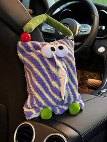 1个创意可爱怪兽汽车纸巾盒，汽车悬挂式纸巾袋，汽车纸巾架，收纳盒，汽车垃圾桶 - 彩色 - 查看 18
