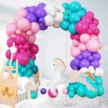 118pcs Pink Purple Balloon Arch Set, Blue Purple Hot Pink Green White Latex Balloons For Mermaid Birthday Shower Wedding Party Decoration, Bridal Shower, Theme Party Decoration Outdoor Backdrop Indoor/Outdoor Decor - Multicolor - View 6