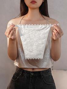 3pcs Women's Black & White Floral Lace Detachable Modular Bra Cover Camisole Collar - Multicolor - View 7