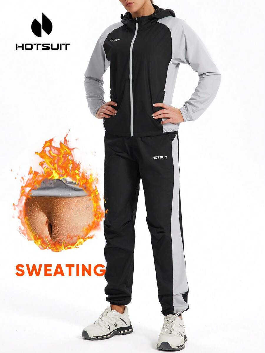 HOTSUIT Women's Sauna Suit With Hood And Pockets, Portable Design Suitable For Gym Workout And Weight Loss, Valentine's Day Gift
