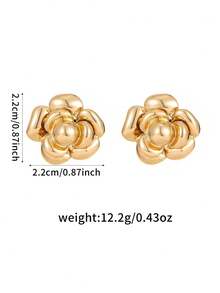 1 Pair 3D Rose Earrings, Thick Multi-Layer Floral Dangle Earrings For Women, Suitable For Wedding/Vacation/Party/Daily Wear, High Polished Exaggerated Flower Earrings, Anniversary/Mother's Day/Birthday/Valentine's Day/Christmas Jewelry Gift - Camellia Earrings - View 3
