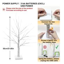 1pc/2pcs Birch Tree Lamp, Charming Tree Branch Lights,Flexible Adjustable Tree Branches,3AA&USB Powered, Perfect For Indoor Bedroom Decor,Outdoor Activities, Party Decor, Table Decoration,Valentine Day,Christmas & Halloween Decorations - Warm Light - View 5