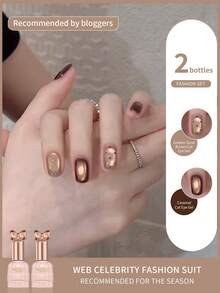 annies Sơn móng tay gel từ tính màu nâu vàng hình mèo 10ml, hiệu ứng mắt mèo, màu caramel mùa đông, đính hạt thủy tinh, bộ 2 màu. - Nhiều màu - Xem 3