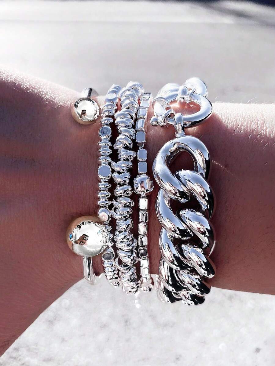 Bộ 5 vòng tay hạt cườm kiểu cổ điển tối giản, thiết kế hình đồng xu cũ, nhiều lớp, dạng dây xích dày, thích hợp cho hẹn hò, tiệc tùng, dạ hội, kỳ nghỉ, trang phục hàng ngày, quà tặng lễ hội cho phụ nữ.