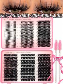 Asiteo 540/570/590/640 Pieces Cluster False Eyelashes, High Capacity, 30D+40D+50D D-Curl, 9-16mm Length, Natural & Thick, Lightweight & Soft, Reusable. This Eyelash Extension Kit Includes Makeup Tools And 2 Eyelash Brushes, Suitable For Beginners To Use At Home Or On The Go, Applicable For Daily Life, Weddings, Parties, Music Festivals, Mother's Day And Other Occasions. - D - 查看 9