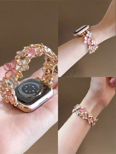 Chic Apple-Inspired Artistic Floral Doodle Stretch Bracelet With Freely Adjustable Sizing | Artistic & Playful Doodle Design, Compatible With Apple Watch Ultra/SE/Series 11/10/9/8/7/6/5/4/3/2/1 | Fits 38mm 40mm 41mm 42mm 44mm 45mm 46mm 49mm