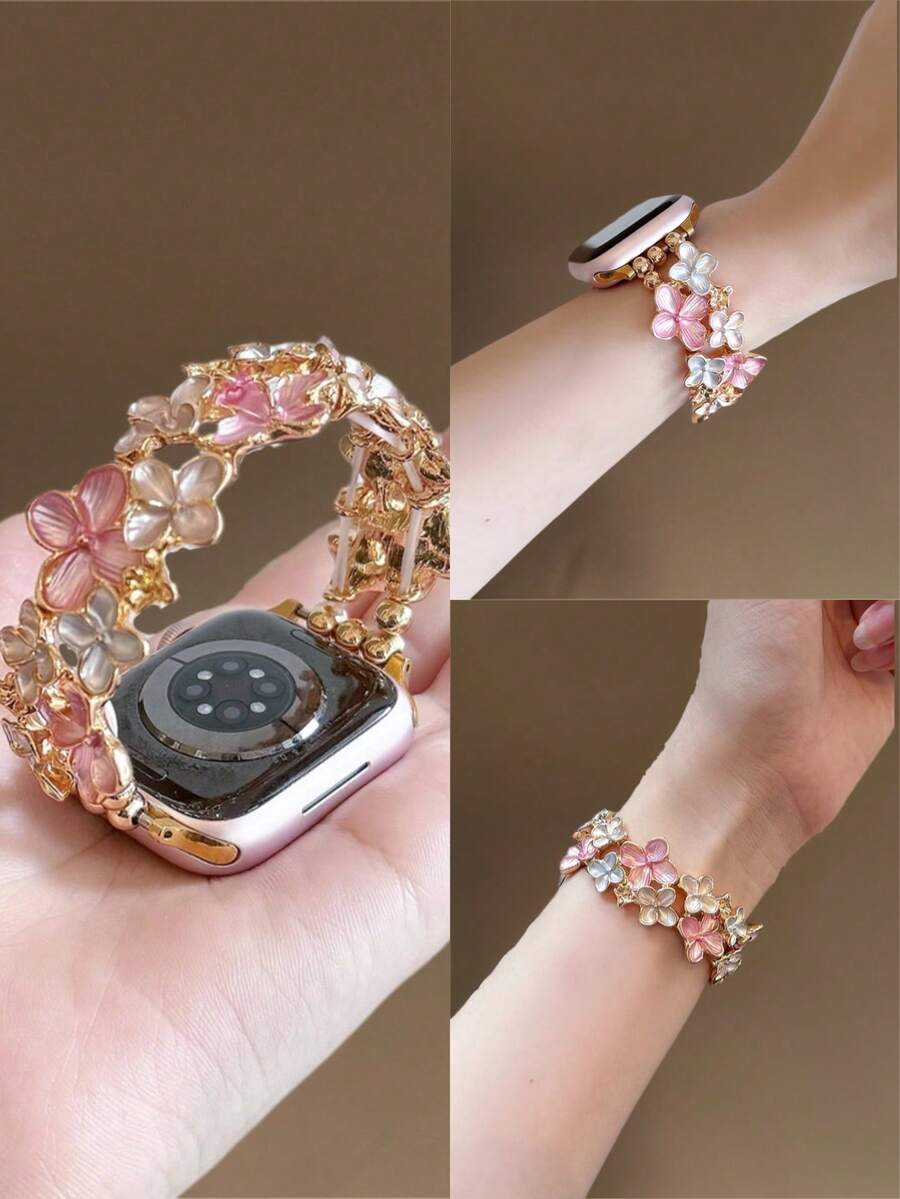 Chic Apple-Inspired Artistic Floral Doodle Stretch Bracelet With Freely Adjustable Sizing | Artistic & Playful Doodle Design, Compatible With Apple Watch Ultra/SE/Series 11/10/9/8/7/6/5/4/3/2/1 | Fits 38mm 40mm 41mm 42mm 44mm 45mm 46mm 49mm - 38/40/41mm (s10) 42mm - View 1