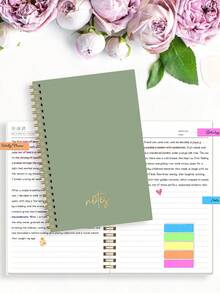 Cuaderno espiral sin fecha A5 - 108 páginas Planificador diario y semanal de primavera, notas de reunión, diario personal, plan de estudios, diseño minimalista para el hogar, la oficina, la escuela, el Día del Maestro, el Día de la Madre - Multicolor - Ver 3