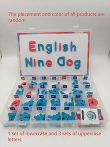 一套完整的彩色磁性英文字母拼写方块，辅助学习和智力发展，通过引人入胜的视觉学习、思考和对话来提升语言技能，适用于科学教育、自学、家庭教育、学校和教育用品 > 教学用品 > 教学工具，所有产品颜色和位置均为随机发货