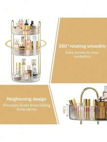 Bathroom Makeup Turntable Rotating Shelf Storage Rack, Large Capacity Cosmetics Storage Box, Countertop Makeup Rack, Suitable For Placing Cosmetics, Perfumes, Lotions, Skin Care Products, Makeup Brushes, Lipsticks - 透明的 - 查看 5