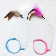 随机款式逗猫棒，带项圈和羽毛铃铛 - 互动式自娱猫咪项链玩具套装 - 趣味猫咪玩耍配件，适合小猫运动和缓解无聊 - 粉色 - 查看 7