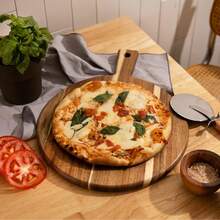 12 Inch Acacia Wood Pizza Peel, Round Wooden Pizza Paddle With Handle, Multipurpose Serving Tray & Charcuterie Board For Baking, Bread, Cheese - Brown - View 8