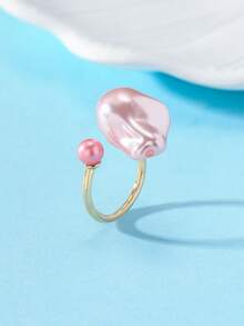 1 件时尚简约珍珠戒指，适合女性日常佩戴和礼物