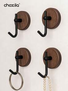 choxila 1/2/4 piezas Ganchos de pared de madera sencillos, ganchos adhesivos multifuncionales, impermeables y duraderos, con fuerte succión, adecuados para colgar toallas, ropa, bolas de baño - opción ideal para la sala de estar, la cocina, el baño - Gancho - Ver 6