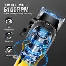 Hatteker 1pc USB Rechargeable Hair Clipper With Digital Display, Adjustable Blade - Multicolor - View 6