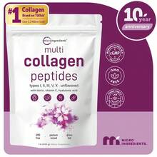 Multi Collagen Peptides Powder - Hydrolyzed Protein Peptides (Type I,II,III,V,X) With Hyaluronic Acid, Biotin & Vitamin C Unflavored - 1-PACK - 查看 2