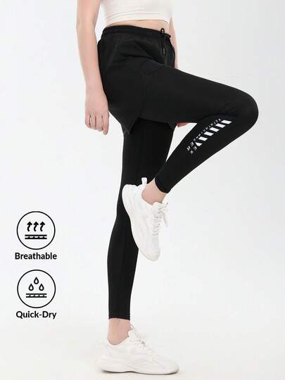 Damtights för vardagsbruk, lämpliga för fitness, yoga, löpning, utomhussporter, med fickor, moderiktiga sportkläder, släta och åtsittande