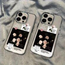 Fundas para Teléfono con Marco de Cámara Electroplateado y Agujero Grande Rose English, Adecuadas para for  11, 11PRO, 11PROMAX, 12,12PRO, 12PROMAX, 13PROMAX, 13PRO, 13,14, 14PRO, 14PLUS, 14PROMAX,15, 15PRO, 15PROMAX,16, 16PRO, 16PLUS, 16PROMAX, 16E,17, 17PRO, 17AIR, 17PROMAX - transparente - Ver 2