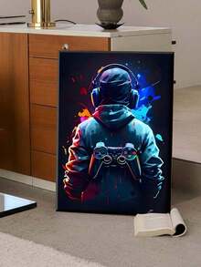 3pcs Unframed Canvas Posters, Modern Art, Cool Gaming Devices, Character Background, Neon Art Oil Painting Posters, Suitable For Bedroom, Living Room, Dining Room, Kitchen, Study, Corridor, Dormitory Decoration, Ideal Gift For Friends, Wall Art, Wall Decor, Home Decor, Room Decor Canvas Painting - Multicolor - View 7