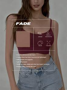 Camiseta sin espalda sin costuras de color rojo para mujeres - Con tirantes de espagueti, diseño de espalda en forma de U, estilo especialmente diseñado para levantar el busto pequeño - Rojo - Ver 6