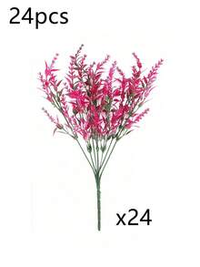 1/6/12/24支人造薰衣草花（7枝），抗紫外线塑料仿真灌木植物，适用于户外花园、家居门廊装饰、室内家居装饰，人造户外花卉，仿真植物装饰，粉色仿真花，适合门廊装饰、新房装饰、送给妈妈的礼物、房间装饰 - 粉色 - 查看 13