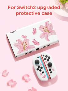 1pc Hibiscus Flower Pattern Protective Case/Storage Bag For Nintendo Switch2 (2025)/Switch/Switch OLED/Switch Lite, Detachable Left & Right Grip Covers, Best Gift For Switch Gamers - Multicolor - View 3