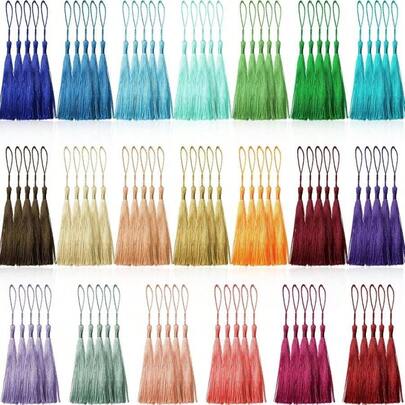 Creatrill 100 Pcs 13cm_5 Inch Silky Handmade Soft Craft Mini Tassels With Loops For Jewelry Making, DIY Projects, Bookmarks, 20 Colors, 5 Pcs Of Each