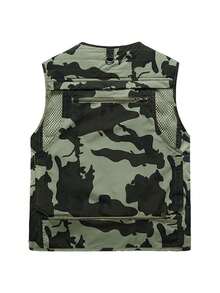 Multi-Pocket Breathable Mesh Vest, Large Capacity, Suitable For Hiking, Climbing, Fishing, Photography, Spring/Summer - Khaki - View 2