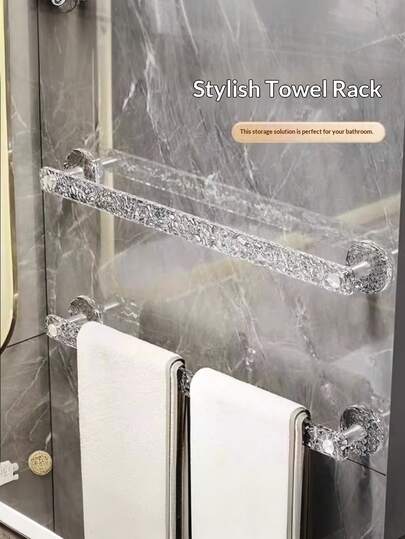 Transparent Acrylic Bathroom Towel Rack & Slipper Hanger, No Drilling Required, Convenient Drainage, Space-Saving, Multiple Combinations Available, Suitable For Kitchen, Bathroom, Toilet Storage