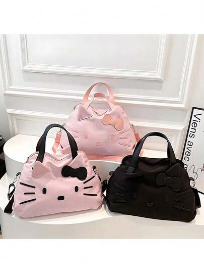 Sanrio 1pc Large Capacity Kitty Travel Bag, New Fashion Versatile Shoulder Bag, Outdoor Casual Handbag