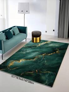 5mm Thick Polyester Fiber Deep Green Marble Pattern Area Rug, Soft & Comfortable Touch, Easy Maintenance, Anti-Slip Backing, Suitable For Lobby, Bedroom, Living Room, Bathroom, Kitchen, Dining Room, Office, Room Decor, Doormat, And Holiday Celebrations - Green - View 17