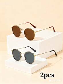 2 Cặp kính gọng kim loại hình oval đính kim cương kiểu cổ điển, kính thời trang unisex phù hợp cho đi làm hàng ngày, đi biển, du lịch, chụp ảnh đường phố, kính cá nhân hóa. - 2 miếng hình thoi tròn màu xám - Xem 10