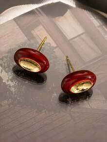 1 par de pendientes rojos estilo retro de Hong Kong, pendientes de nicho de lujo de alta gama, pendientes con colgante rojo, pendientes elegantes y de moda - joyería de lujo para mujeres, adecuados para uso diario y de fiesta - Multicolor - Ver 15