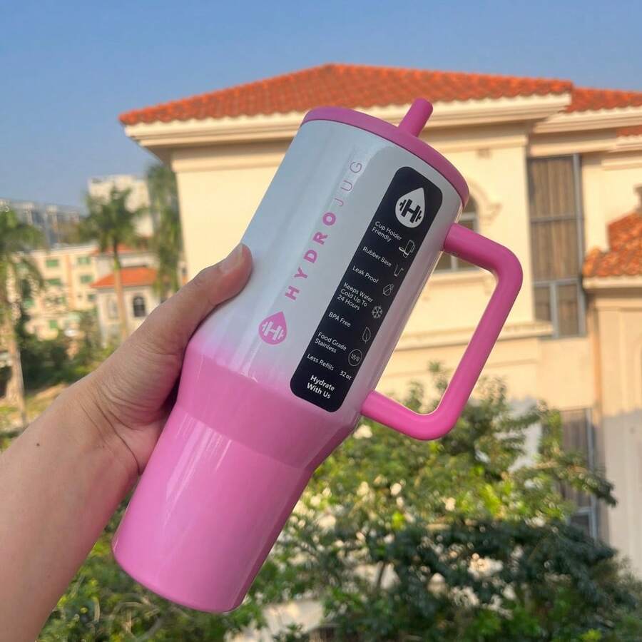 〖1000+〗Hydrojugg Original 32Oz Stainless Steel Inner Tank! Traveler With Handle Straw Stainless Steel Water Bottle, Leak-Proof Design, With Rubber Base - Suitable For Sports, Travel, Outdoor Activities, Fitness, Office Environment, As Teacher Gifts, Valentine's Day Gifts, Birthday Gifts, Thanksgiving Gifts, Christmas Gifts, Halloween Gifts, Halloween Party Favors, Party Supplies, Etc. - 漸變 - 查看 1