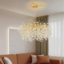 Modern Branch Pendant Light, Crystal Gold Pendant Light, Brass Flush Ceiling Pendant Light, Dining Room, Living Room, Foyer, Entrance Passage, Bedroom, Bathroom, G9 Interface (Excluding Light Bulbs) - 金色 - 查看 3