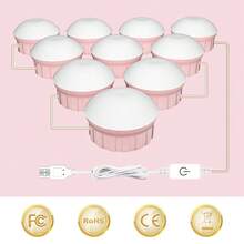 LED化妆镜灯，USB 5V触摸感应可调光化妆灯，专业美容照明，适用于梳妆台、浴室、卧室，三种色温可调，无频闪，自然白光（可伸缩电源线），可选2/6/10/14个灯泡，白色/粉色 - Makeup Mirror Lights(Stepless Dimmable) - 查看 6