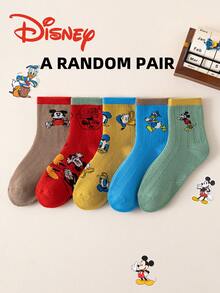 Disney 10双装儿童袜子，可爱米奇一家图案，加厚保暖，适合秋冬季节，女童中筒袜，男童卡通袜，透气婴儿/学生袜，地板袜 - 彩色 - 查看 13