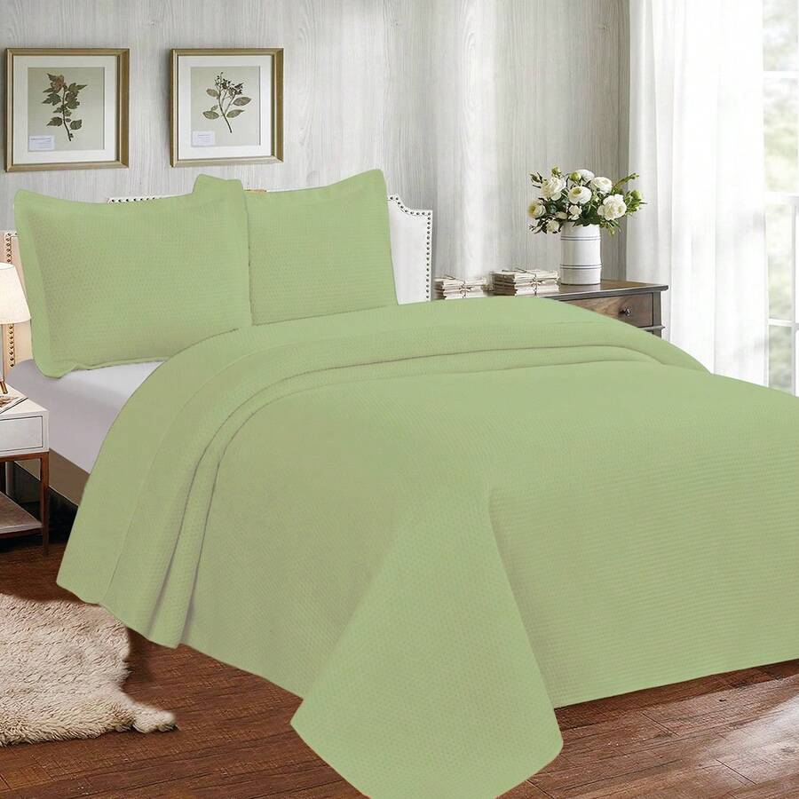 Double-Sided 3-Piece Printed Bedspread Set. - Poa Sien Verde - View 1