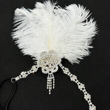 1 pieza Tocado de plumas retro, accesorio de pelo elegante y glamoroso para ocasiones formales, accesorios del Día de San Valentín, verano, playa, boda - Multicolor - Ver 4
