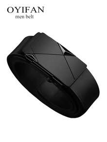 Men's Business Automatic Buckle Belt, Casual Waistband For Jeans Trousers, Fashion Belt For Party, Daily Clothing Decor, Exquisite Belt For Gift - Black - View 6