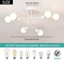 6-Light E27 Branch Pendant Light, Modern Luxury For Living Room, Bedroom, Dining Room, Bar, Kitchen, Dressing Room