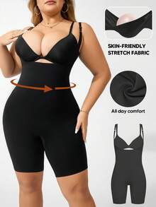 Women's Seamless Bodysuit With Chest Exposure, Abdomen Control And Buttock Lift, Breathable For Intimate Wear - Black - View 3