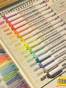 15/5color Dual-Tip,Highlights Set, Student Highlighter, Key Point Marker, High-Quality Colorful Hand Account Pen, Acrylic Marker,School Supplies,Office Supplies, - Multicolor - View 4