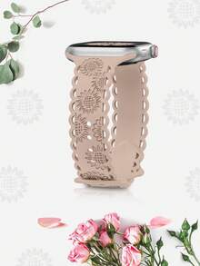 Correa de reloj con estampado de mariposa y girasol en relieve láser, suave y transpirable, para mujeres y hombres, compatible con Apple Watch de 38mm, 40mm, 41mm, 45mm, 44mm, 42mm, 46mm, 49mm, versátil para uso casual, fiesta, San Valentín, Año Nuevo, festivales, accesorio de repuesto - Piedra - Ver 7