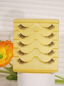 5 Pairs Wispy Cat Eye Faux Mink Lashes With Transparent Band, Natural Short Lash Appearance - Cat Eye Lashes - View 3