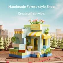 Micro Particle Flower Shop Street Scene Building Blocks Children's Educational Toy Garden Decor Birthday Gift Educational Cute Cartoon DIY Fun - Multicolor - View 3